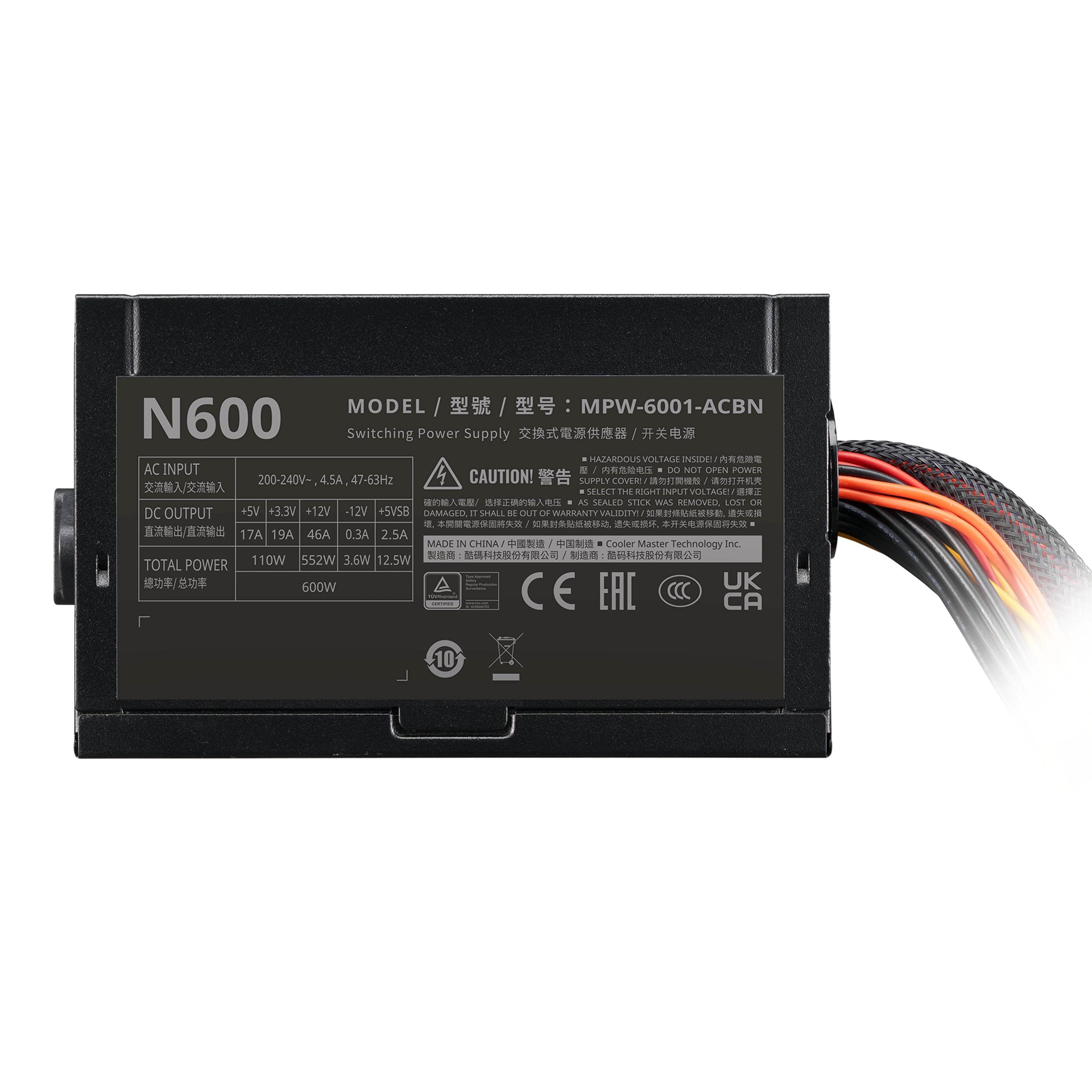Cooler Master Elite Nex 230v 600 Unidad De Fuente De Alimentación 600 W 24-Pin Atx Negro