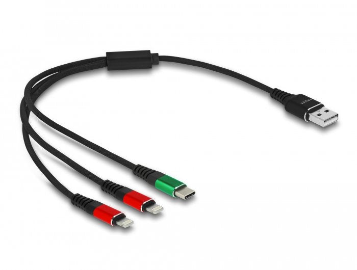 Delock Cable De Carga Usb 3 En 1 Tipo-A A 2 X Lightning / Usb Type-C 30 Cm