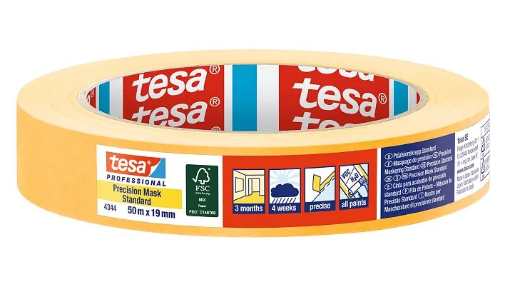 Tesa Masking Tape 50m X 10mm Stand.Prec. Yellow 04344