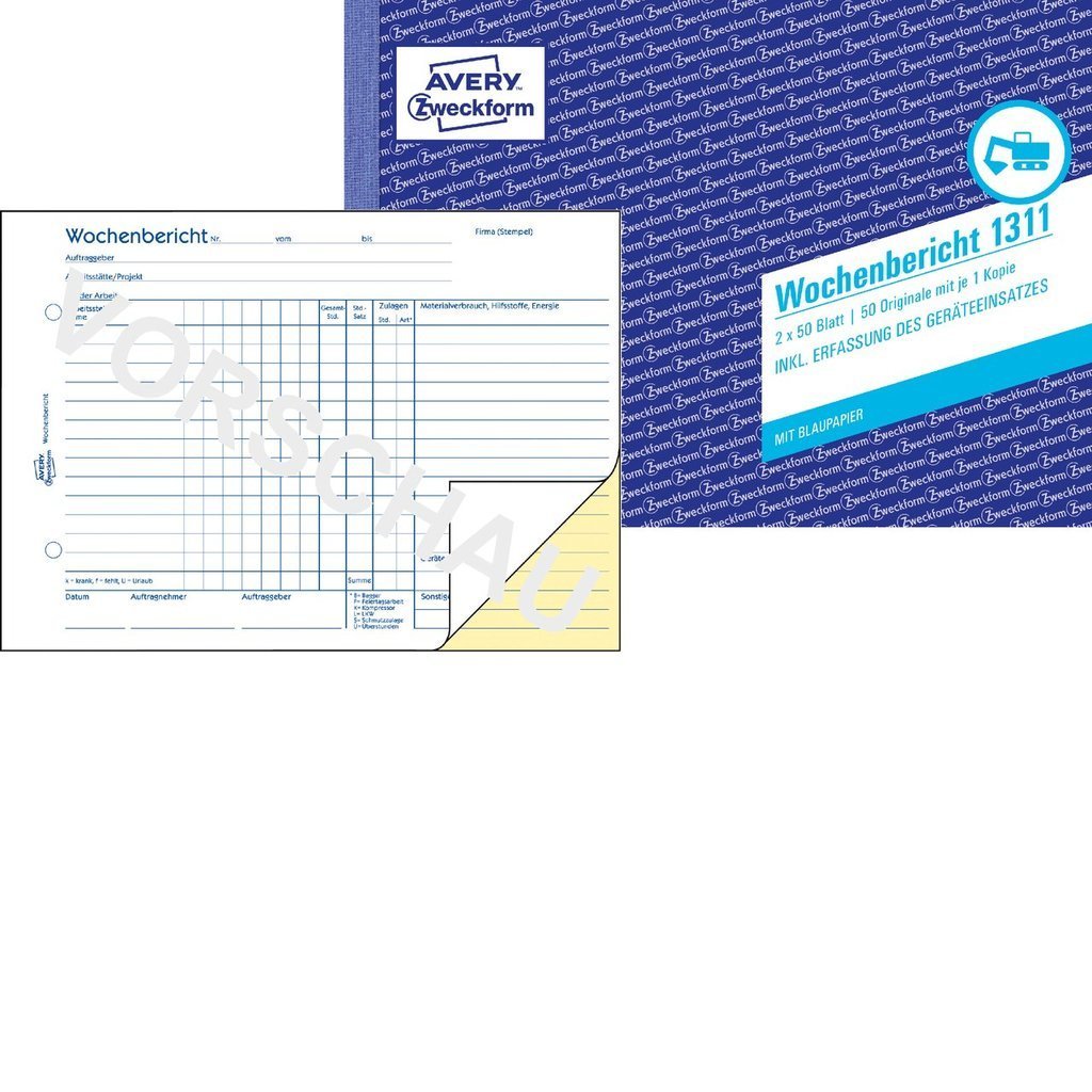 Avery Zweckform Wochenbericht - 50 Hoja - A5 (148 X 210 Mm)