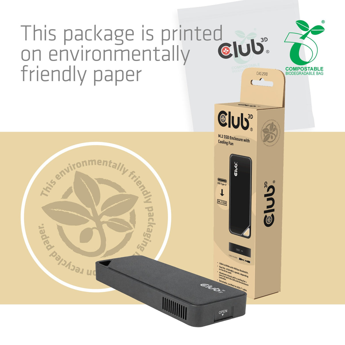 Club3d Ssd Carcasa M.2 Con Ventilador Usb4, Nvme Retail
