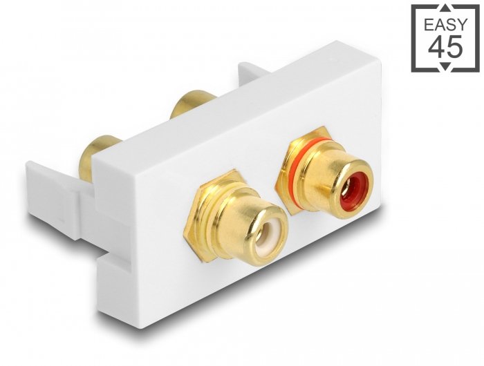 Delock Easy 45 Modul 2 X Cinch Buchse, Farbring Rot / Weiss 22,5 X 45 Mm