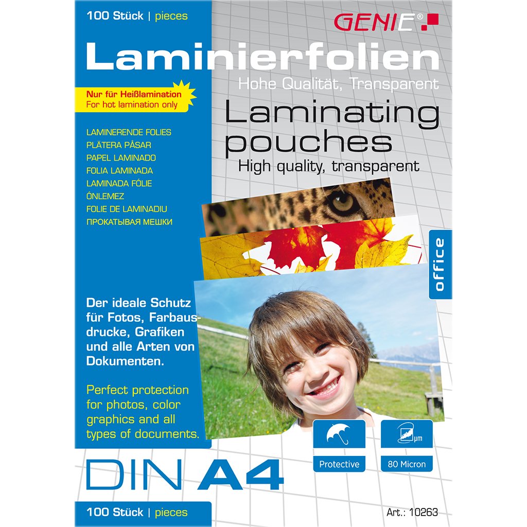 Bolsas De Laminación Genie 100 Láminas A4