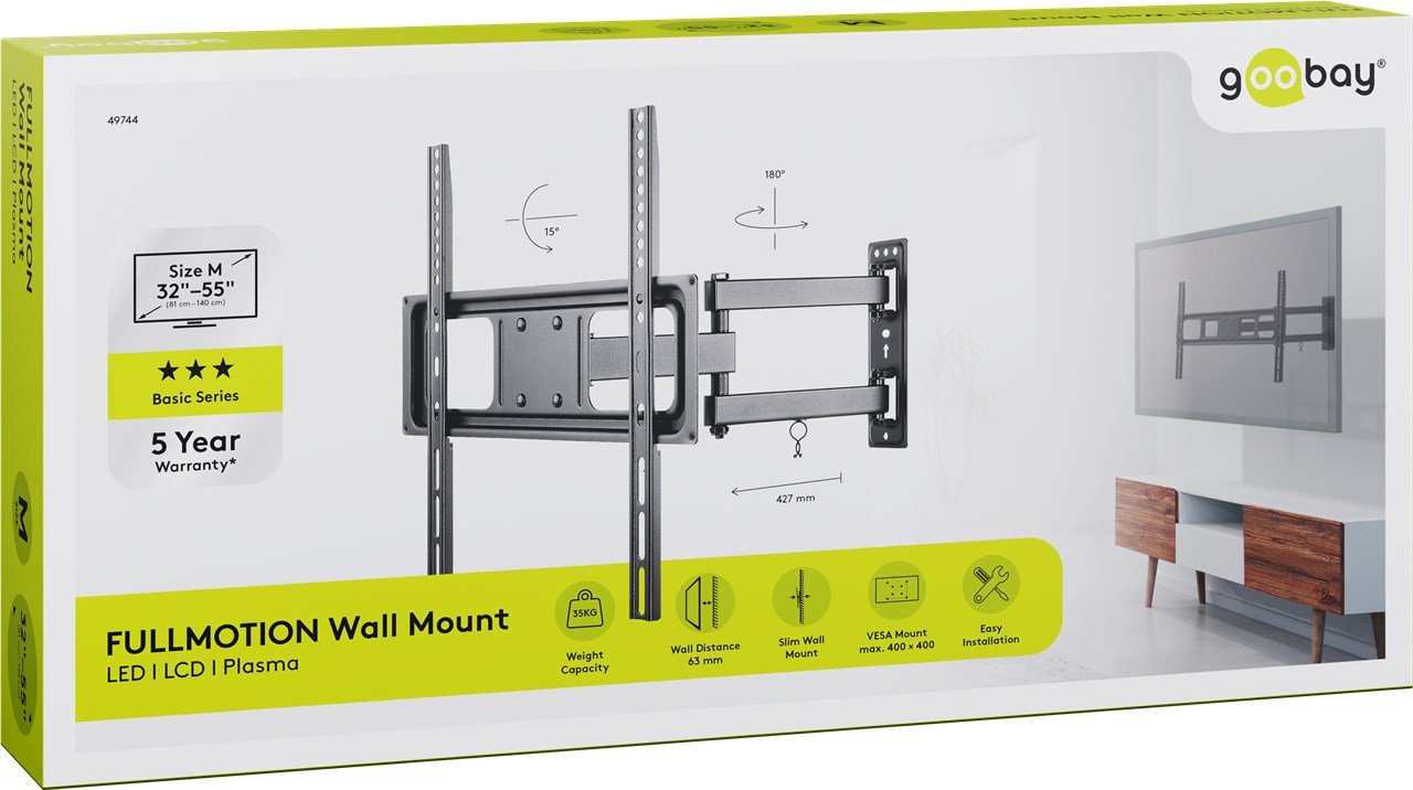 Soporte Tv/Mon Goobay Pared Negro Fullmotion M