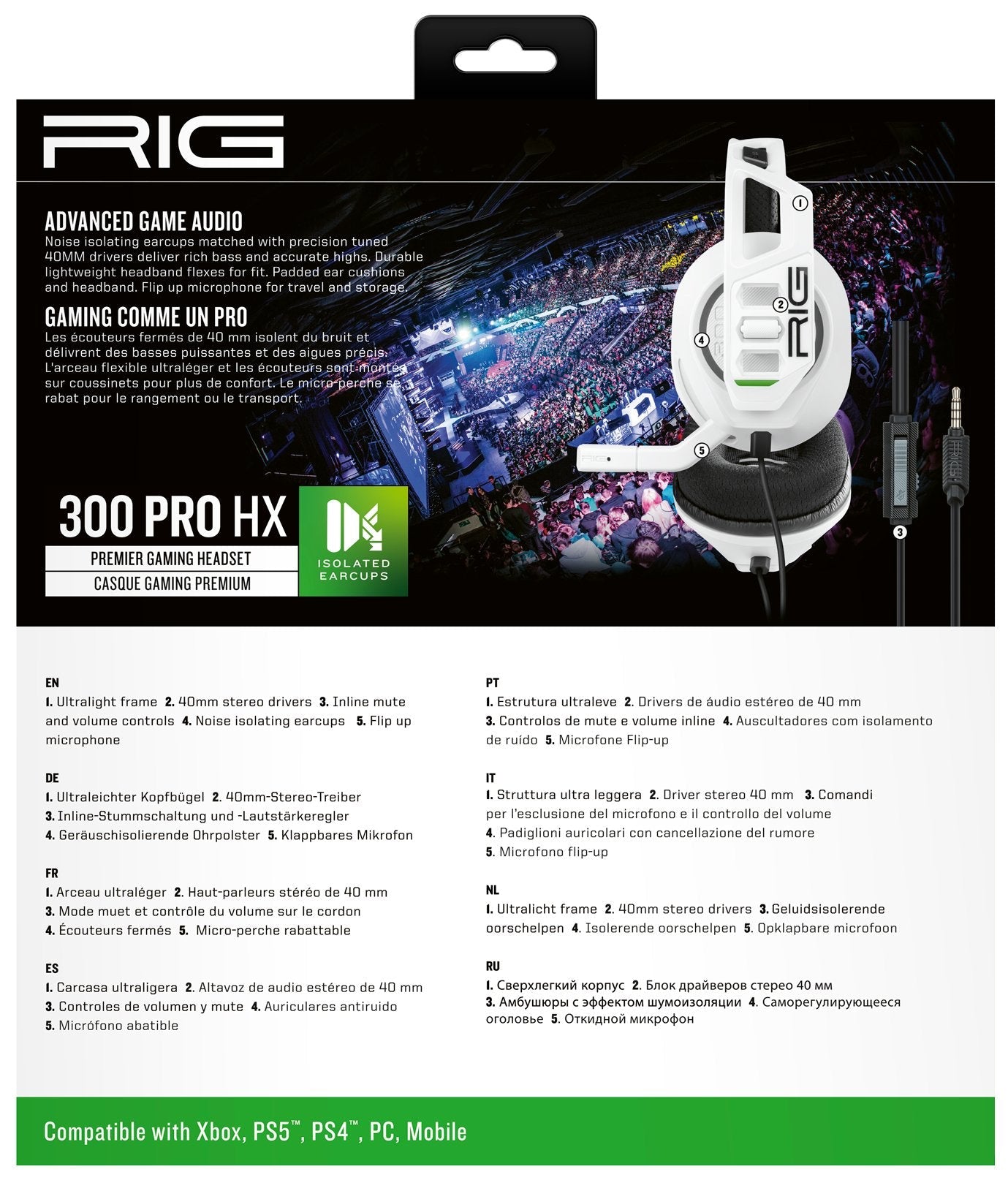 Auriculares Nacon Rig 300hx Xbx Gaming Headset White Rig300prohxw