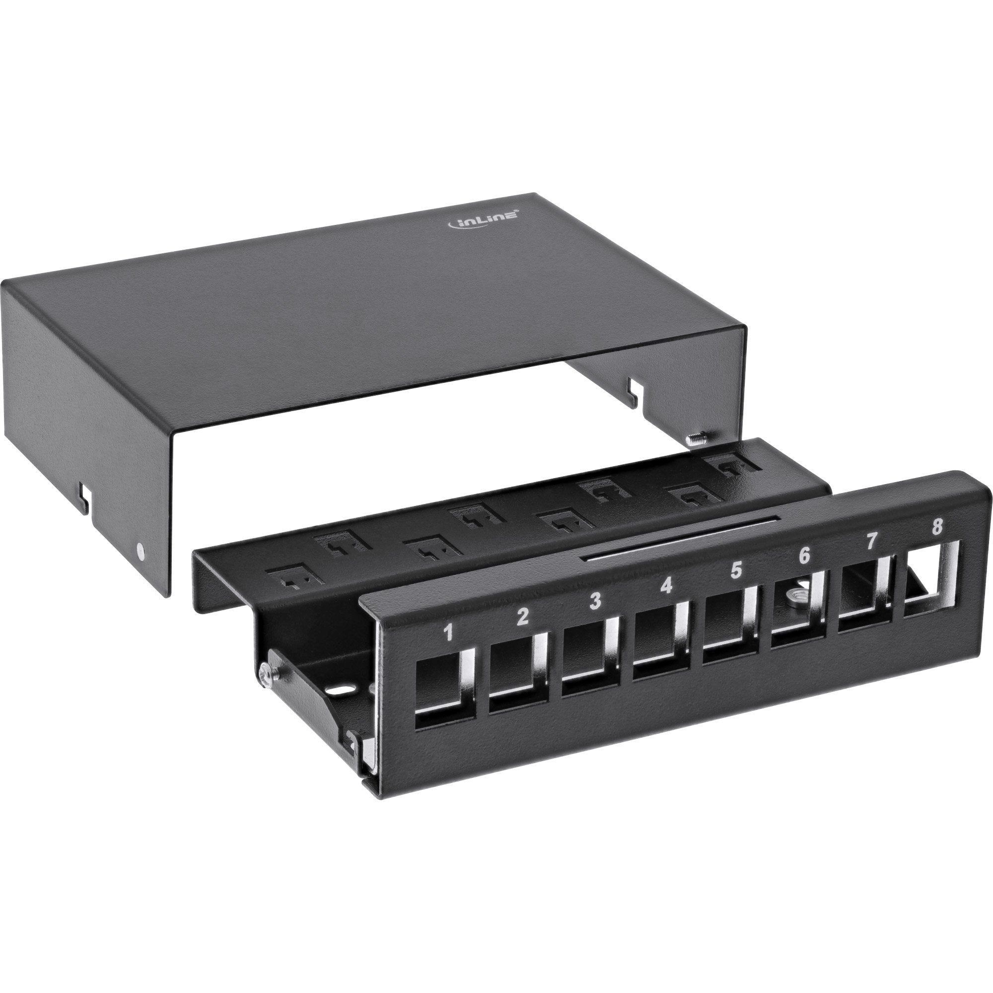 Inline Desktop Point Box 8x Keystone Rj45, Metal, Negro Ral9005