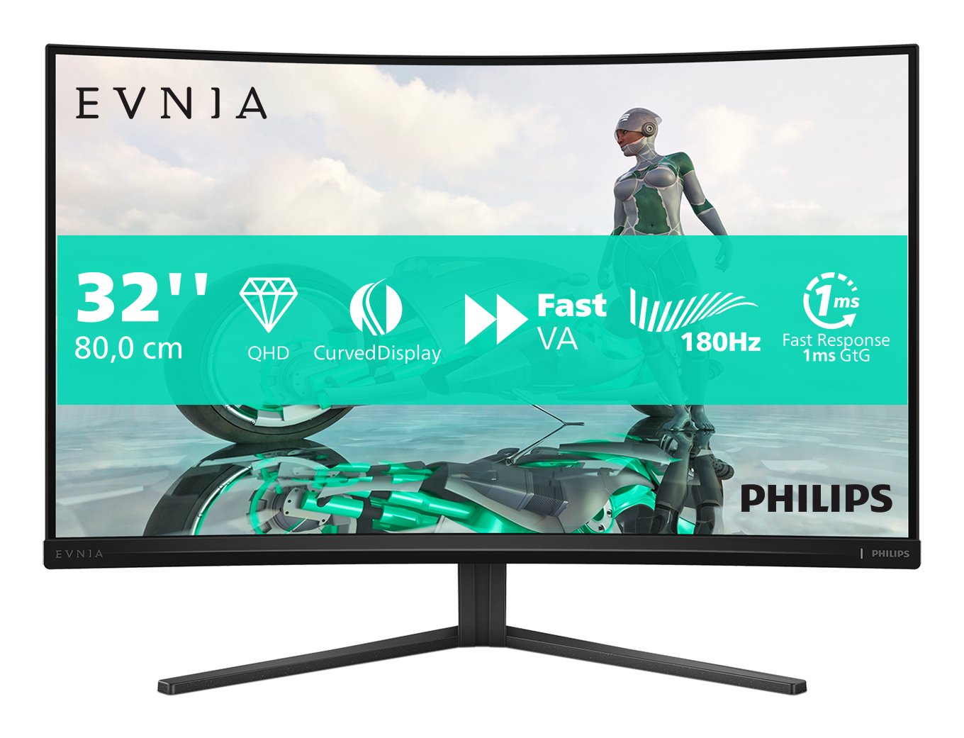 Monitor Gaming Philips 32m2c3500l 00 31.5" Va Qhd 180hz 300cd M2 1ms 2xhdmi2.0 Dp