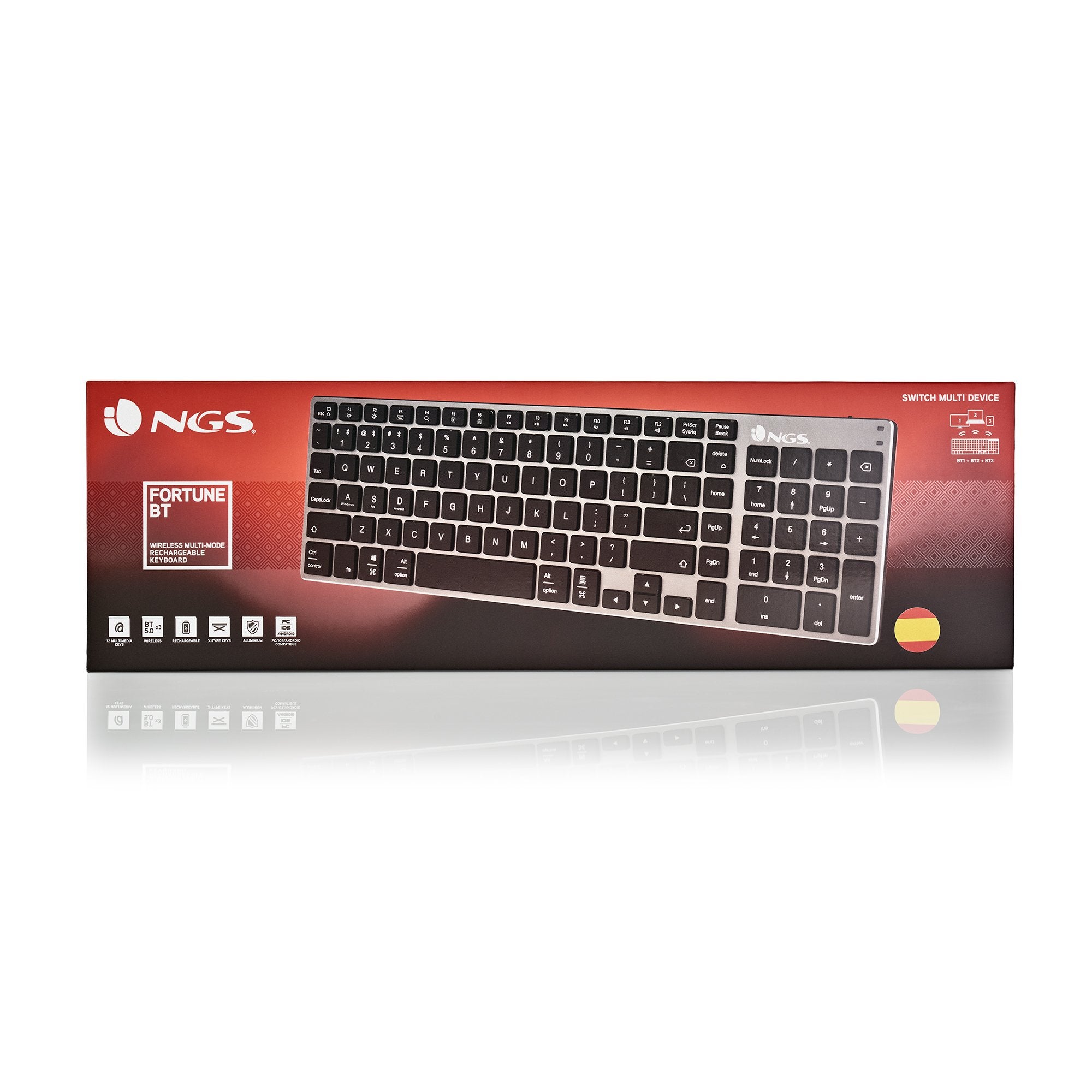 EAN 8435430619409 - NGS FORTUNE-BT, QWERTY, ES teclado Universal Bluetooth Negro, Plata imagen 8