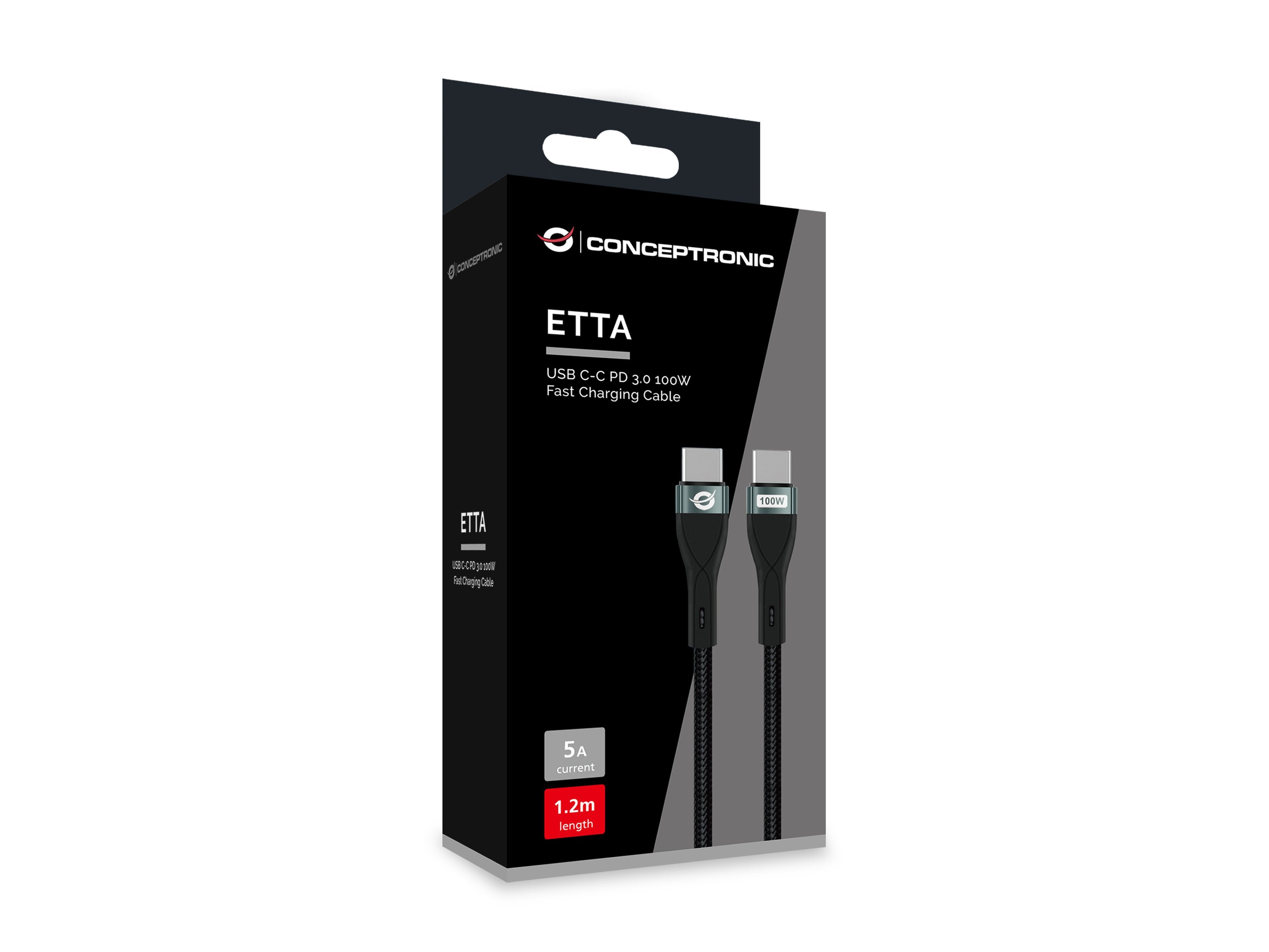 Cable Usb-C Macho A Usb-C Macho 1.2m Conceptronic Pd 3.0 100w 20v 5a 480mbps E-Mark
