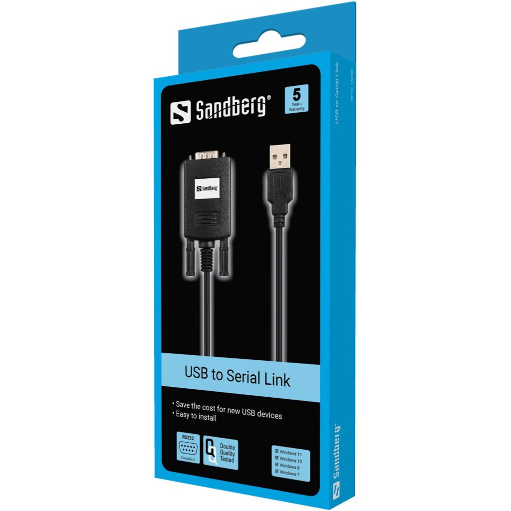 Sandberg Usb A Serial Link Adaptador Usb 2.0 De 9 Pines Para Dispositivos Serial Com De 9 Pines Móvil Rs232
