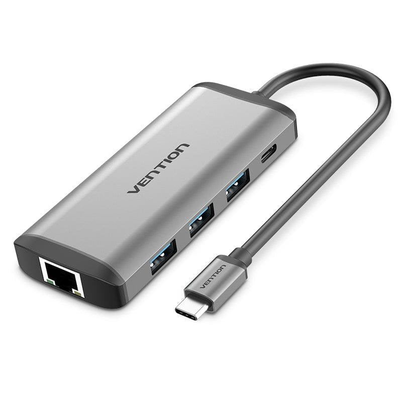 Docking Usb Tipo-C Vention Cndhb 1xhdmi 3xusb 1xusb Tipo-C Pd 1xrj45 1xlector Tarjetas Gris