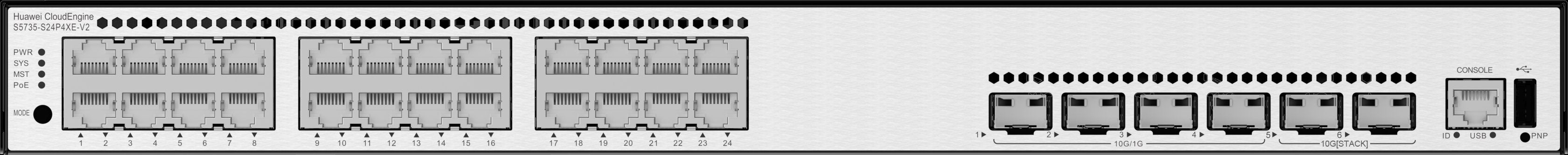Huawei S5735-S24p4xe-V2 Gigabit Ethernet (10/100/1000) Energía Sobre Ethernet (Poe) 1u Negro, Metálico