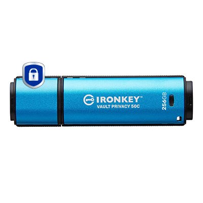 Kingston Ironkey Vault Privacy 50 256 Gb, Lápiz Usb Celeste/Negro