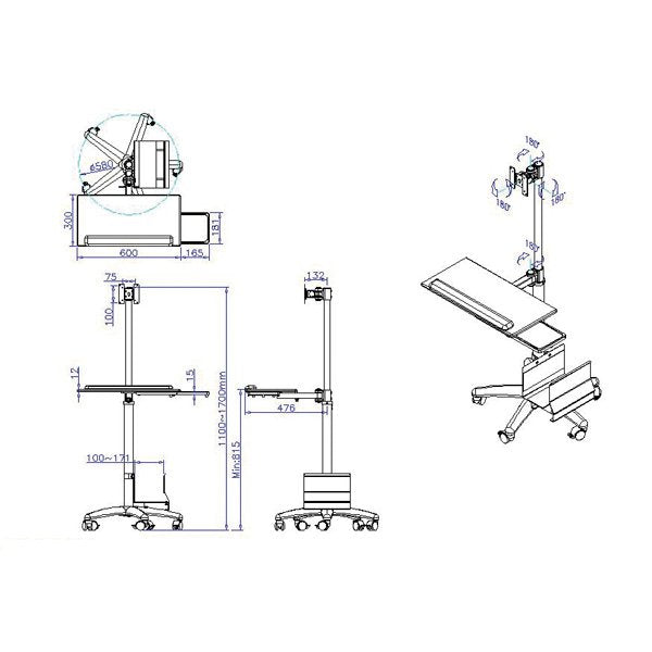 Value Pc Lcd-Rollstnder, Hhenverstellbar, Bis 10 Kg