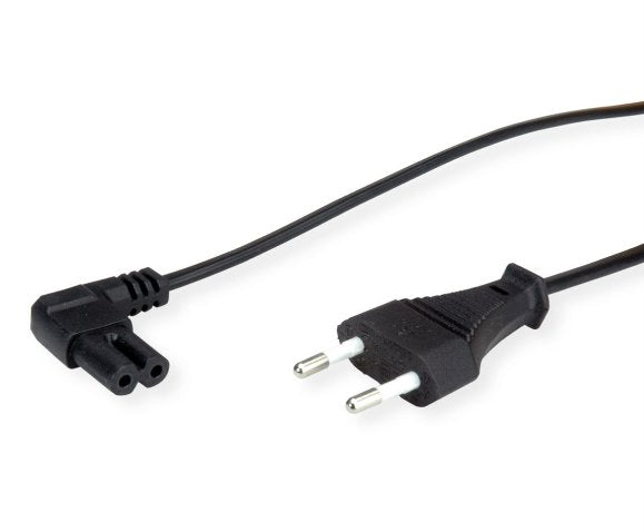 Value Netzcable Euro-Flachstecker Auf C7 Gewinkelt, 2polig, Schwarz, 1,8 M