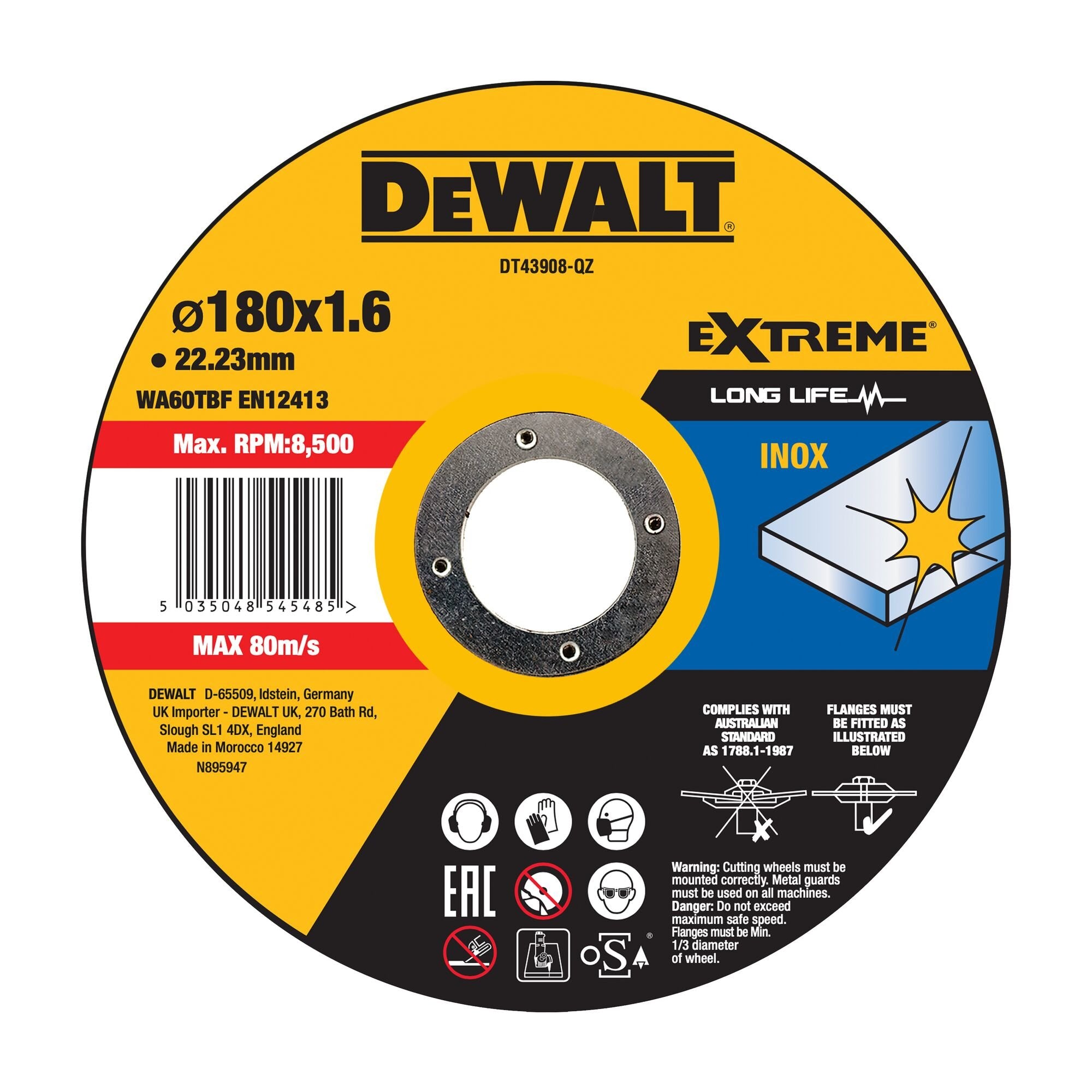 EAN 5035048545485 - DeWALT DT43908-QZ accesorio para amoladora angular Corte del disco imagen 1
