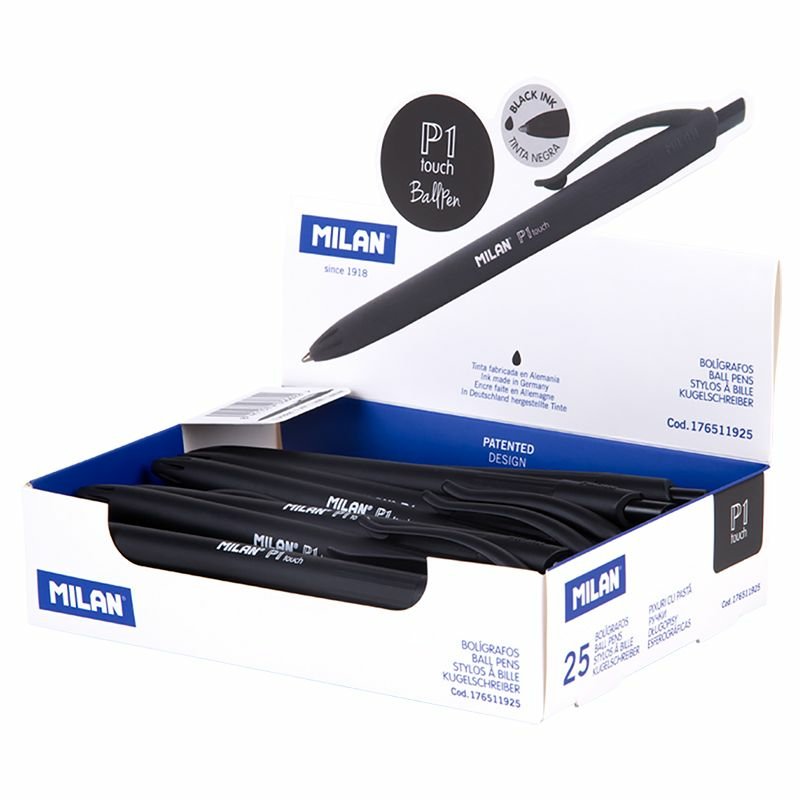 Milan Boligrafo P1 Touch Negro Expositor -25u-