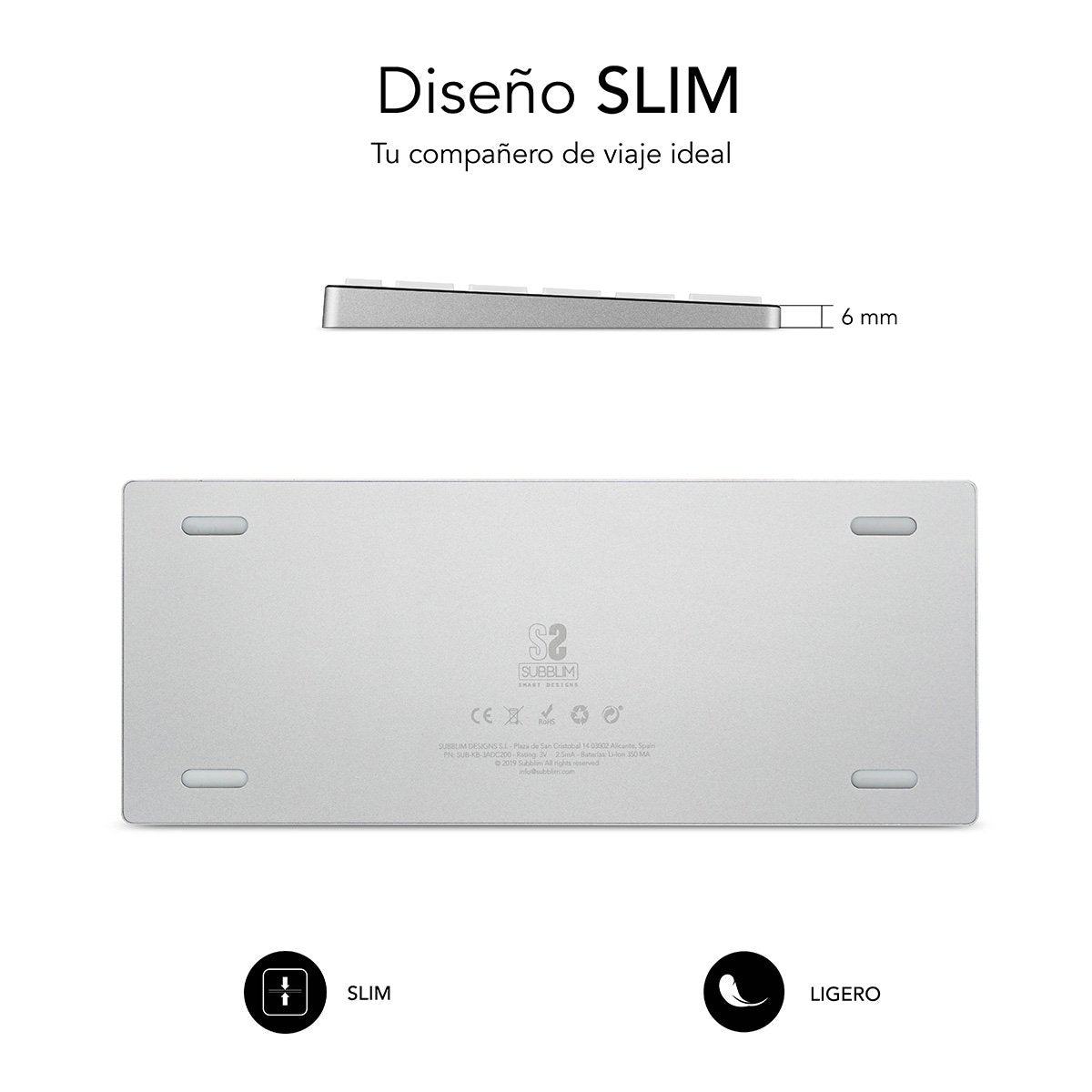 EAN 8436586740078 - SUBBLIM SUB-KB-3ADC200 teclado Universal QWERTY Español Plata, Blanco imagen 3
