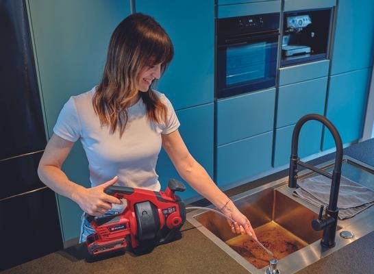 Dispositivo De Limpieza De Tuberías De Batería Einhell Te-Da 18/760 Li-Solo Red/Black, Sin Batería Y Cargador 4514160