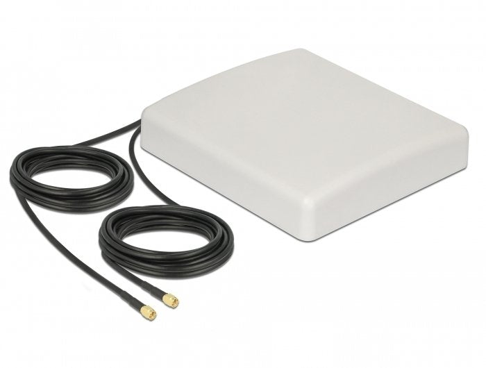 Delock Lte Mimo Antenna 2 X Sma Plug 8 Dbi Direccional Con Cable De Conexión Rg-58 5 M Blanco Exterior