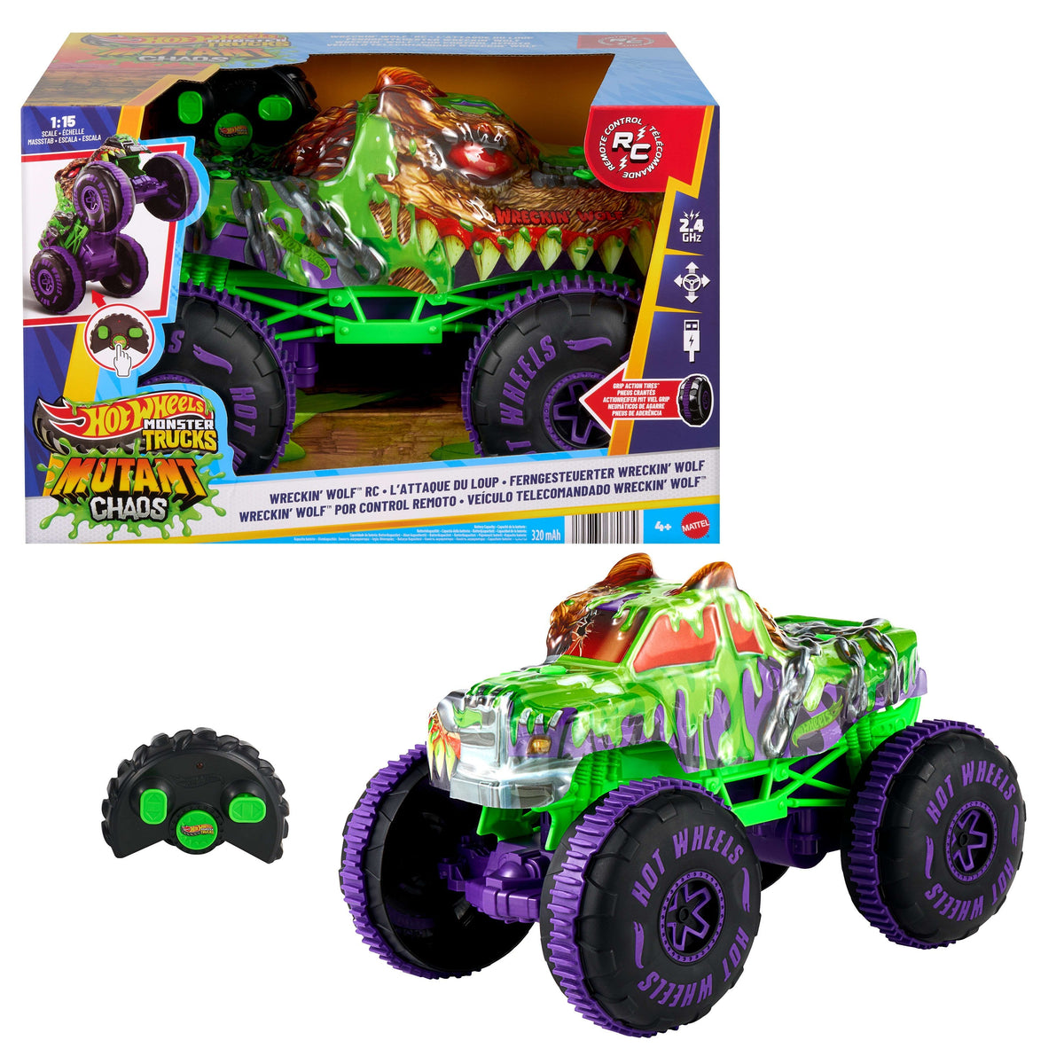 Coche Radio Control Wreckin Wolf Hot Wheels