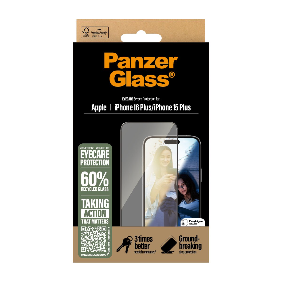 EAN 5715685002540 - PanzerGlass ® EyeCARE™ Screen Protector iPhone 16 Plus | 15 Plus | Ultra-Wide Fit Protector de pantalla A imagen 3
