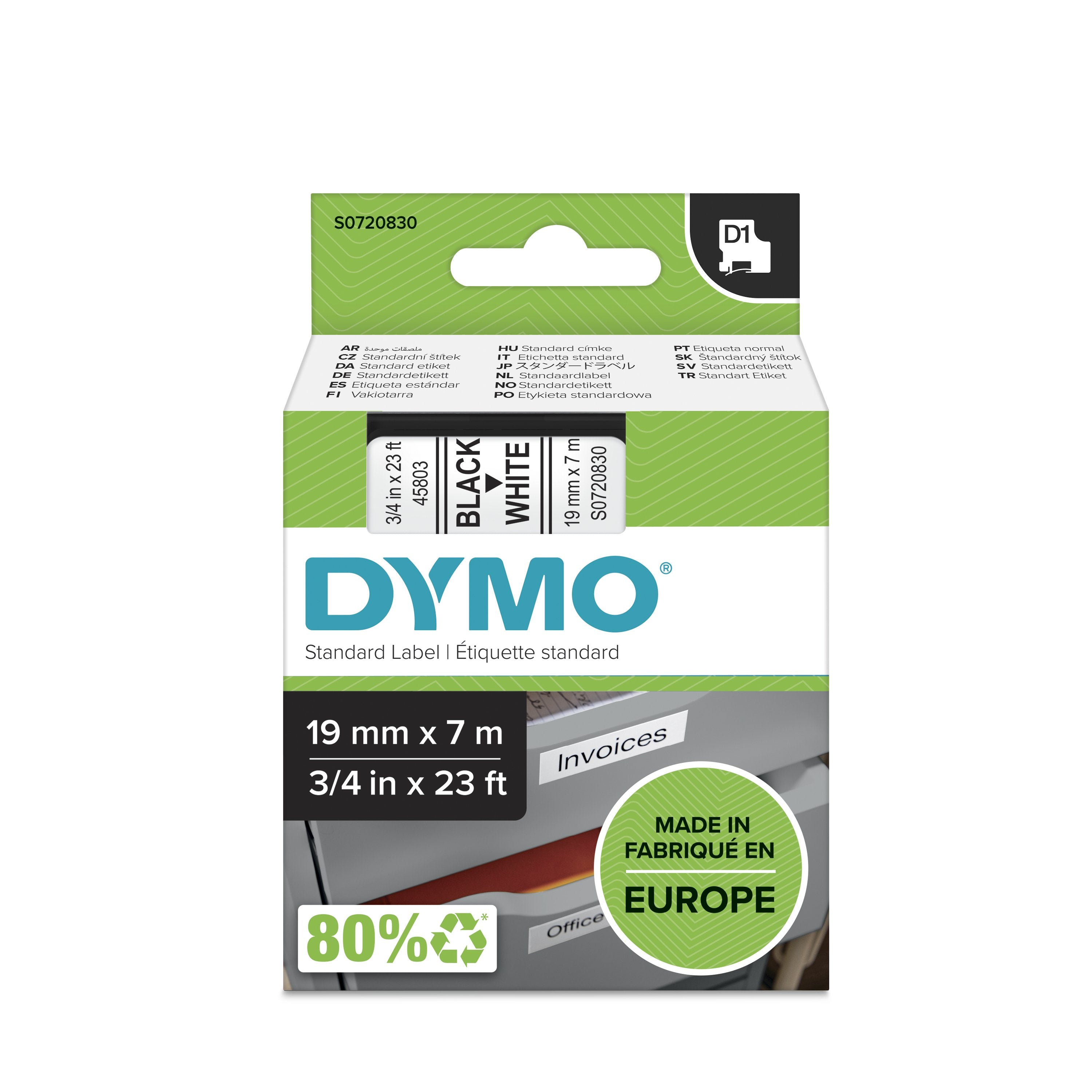 EAN 5411313452137 - DYMO D1 Standard - Black on White - 19mm cinta para impresora de etiquetas Negro sobre blanco imagen 11