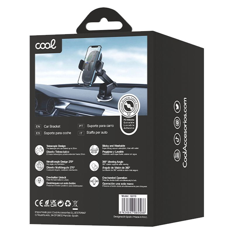 Cool Soporte Universal Movil Coche Ventosa One Click Negro