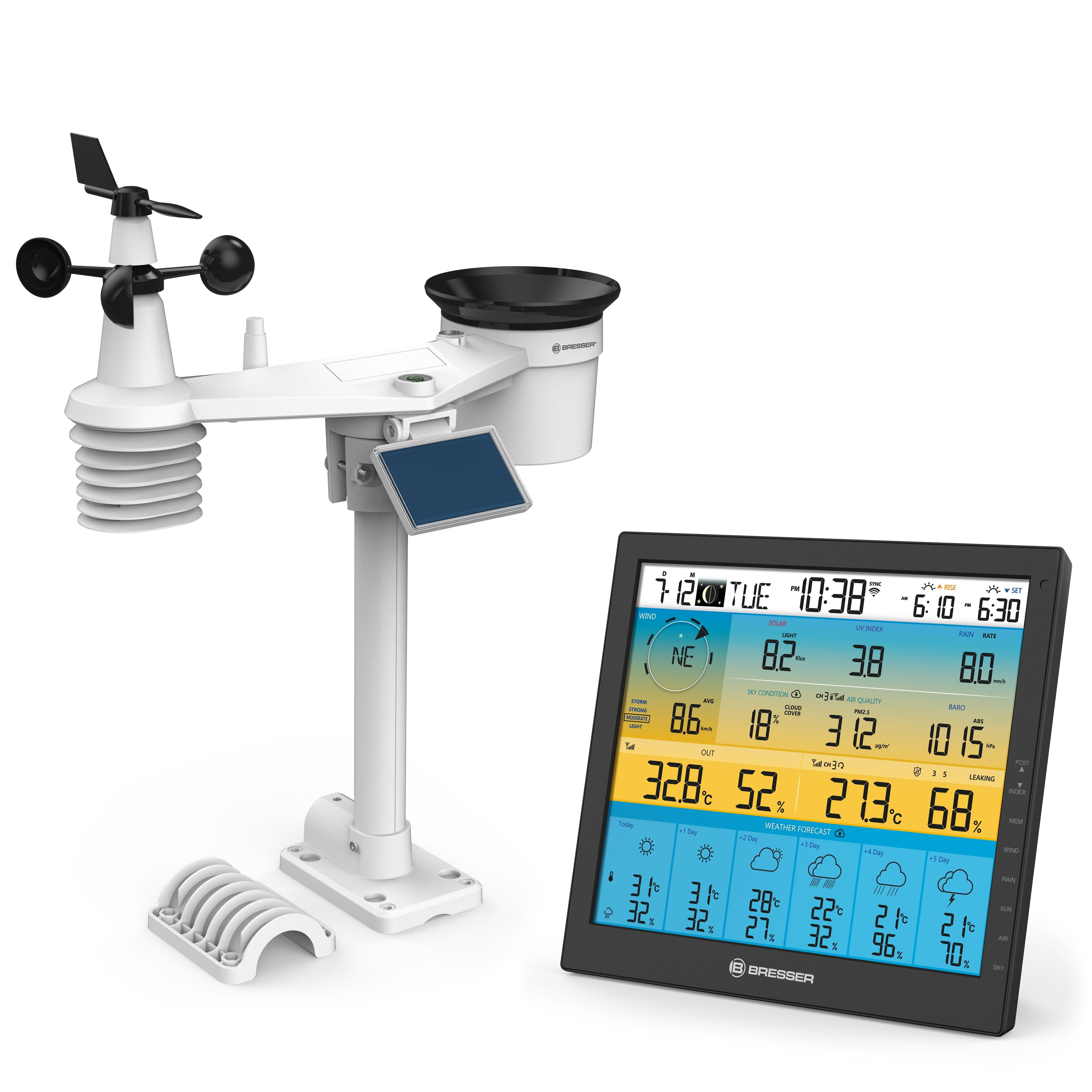 Bresser Optics 7003220 Estación Meteorológica Digital Negro Lcd Batería/Solar Wifi