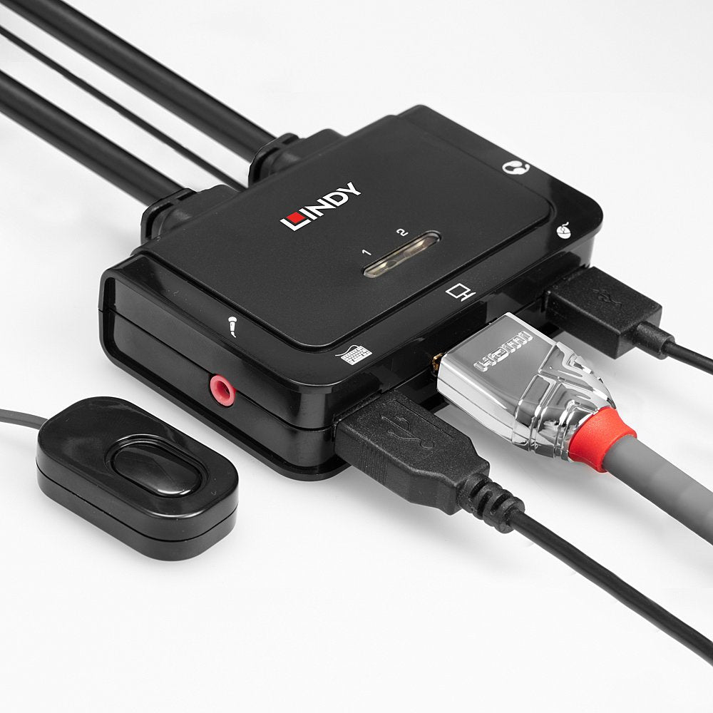 Lindy Conmutador Kvm Hdmi 10.2g, Usb 2.0 Y Audio