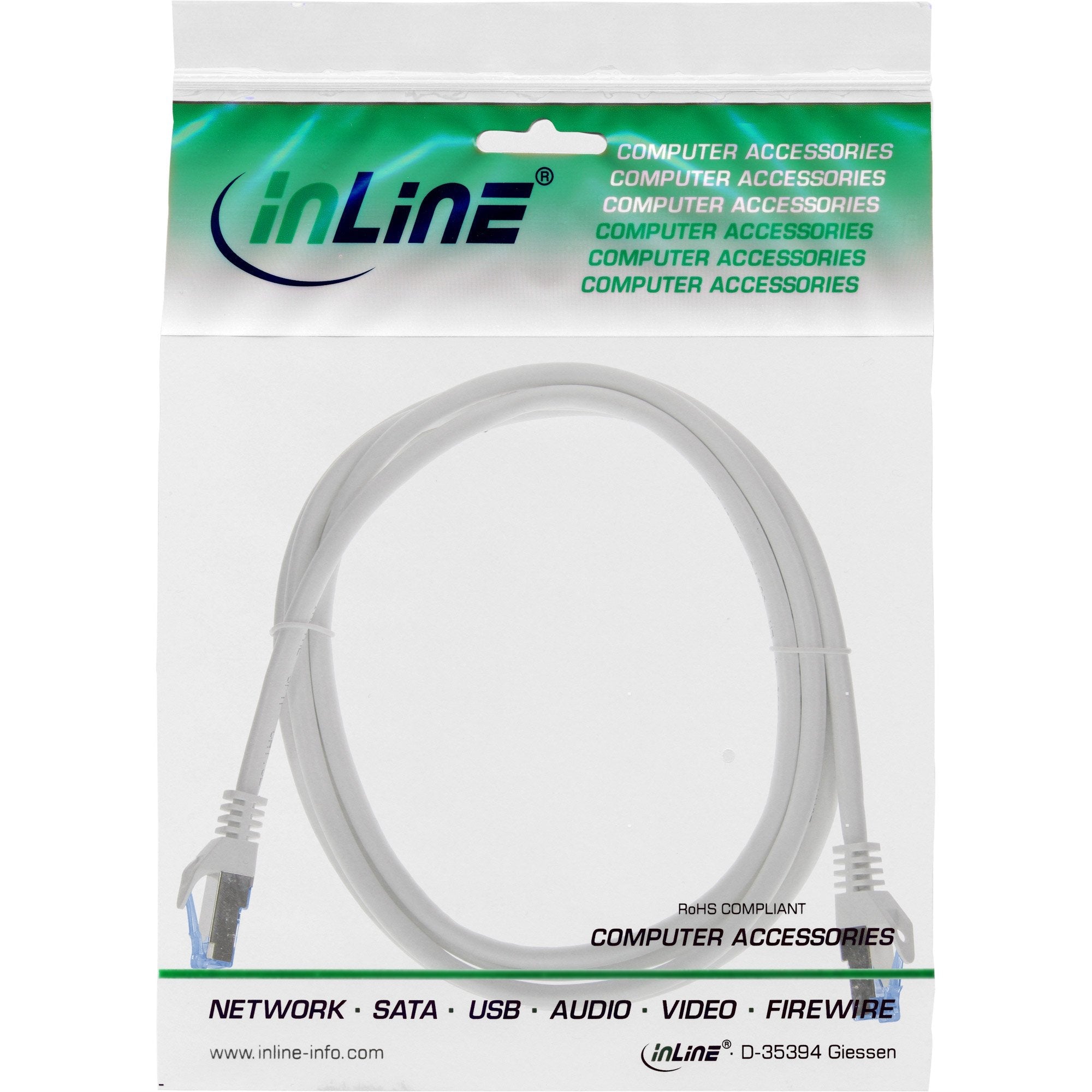 Inline® Patch Cable, Cat.6a, S/Ftp, Tpe (Lszh), Cca, Gris, 1m