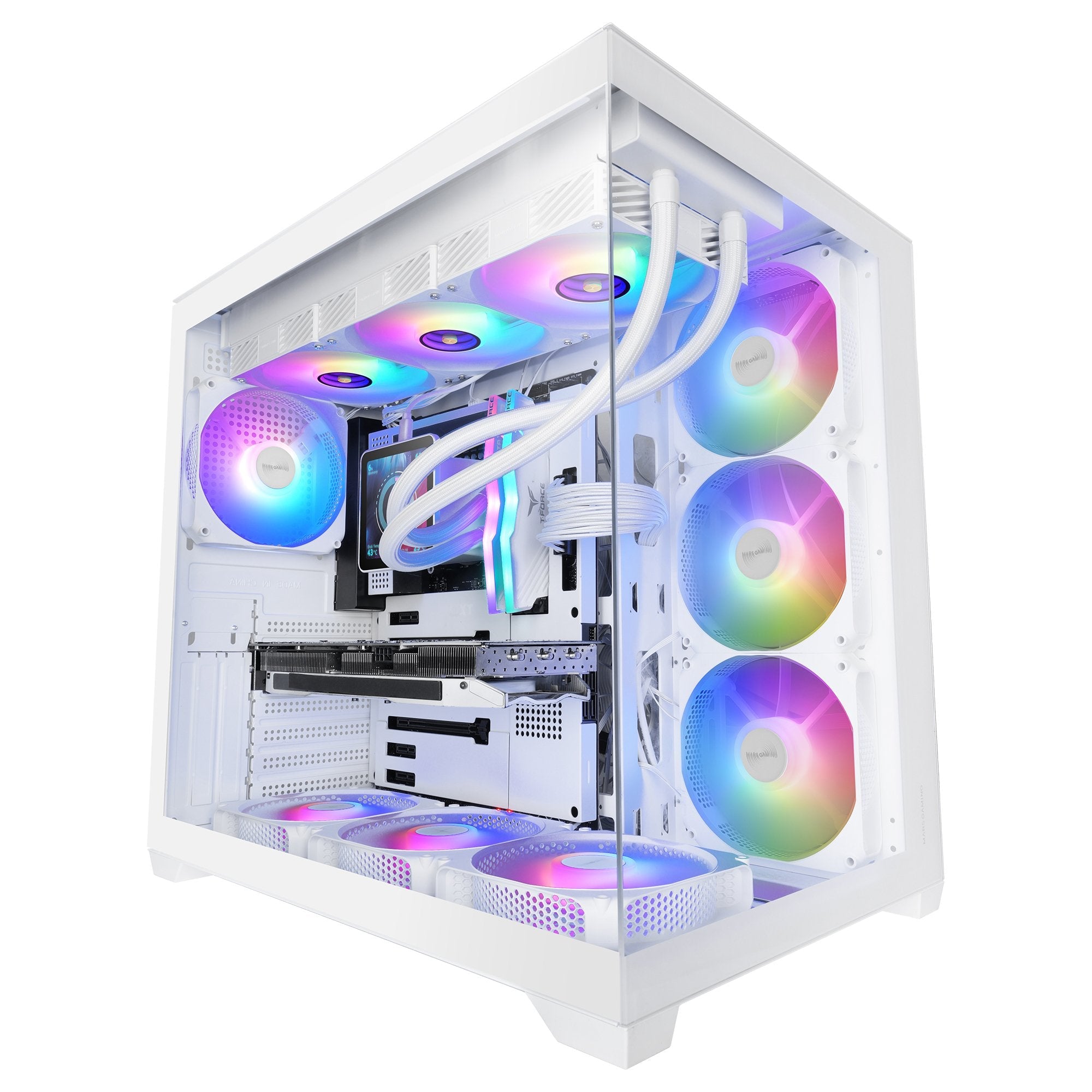 Caja Pc  Atx Mars Gaming Mcv5w Cristal Templado Panoramico Argb Gpu 416mm Blanco
