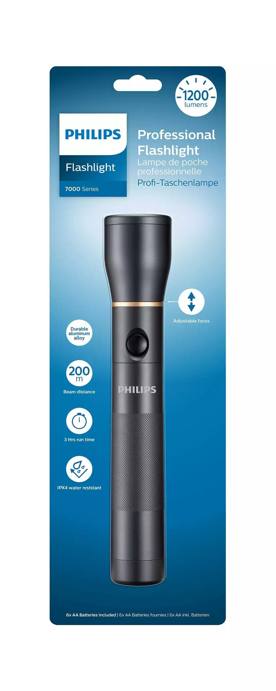 Philips Linterna Led 6aa 1200 Lúmenes Ipx4