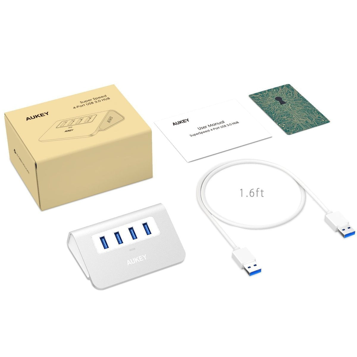 Aukey Cb-H5 Aluminium Hub Usb-A  4in1  4xusb 3.0  5gbps