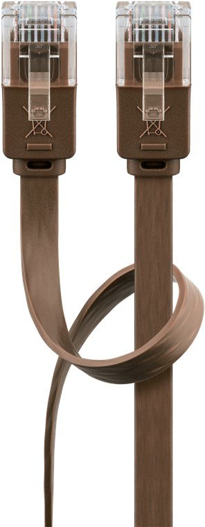 Latiguillo Cat 6, U-Utp,  0.50 M, Marron Oscur, Plano Cu-Pvc