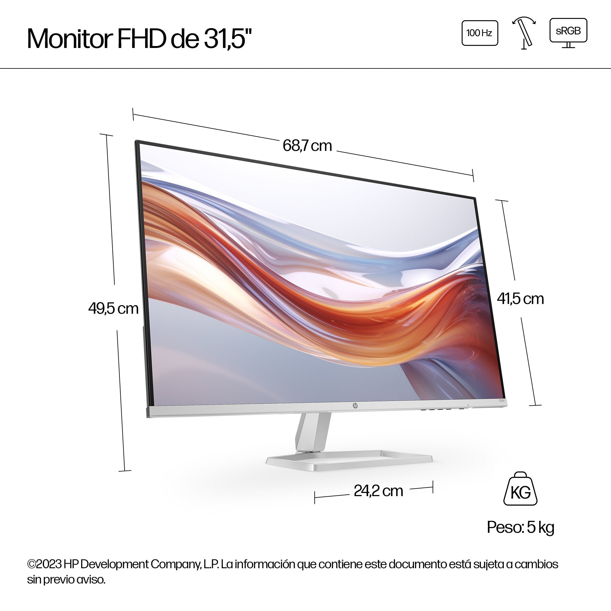 EAN 5715063785973 - HP Series 5 31.5 inch FHD Monitor - 532sf pantalla para PC 80 cm (31.5") 1920 x 1080 Pixeles Full HD LCD  imagen 4