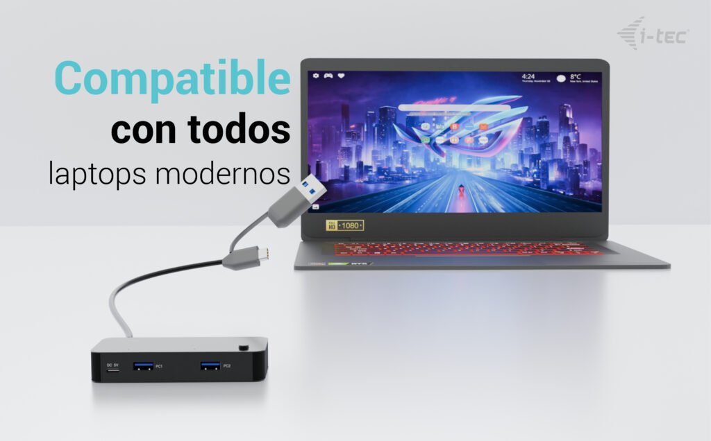 D I-Tec Universal Kvm Hub 2x Usb-C 3.2 Gen.1 + 2x Usb-A 3.2 Gen.1 1x Usb-C Power-In