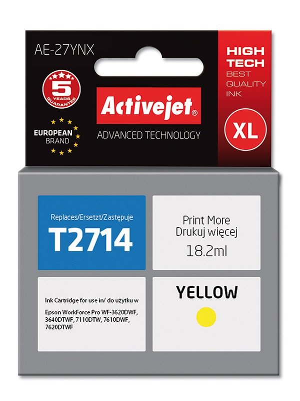 EAN 5901443106180 - Activejet AE-27YNX cartucho de tinta 1 pieza(s) Compatible Alto rendimiento (XL) Amarillo imagen 1