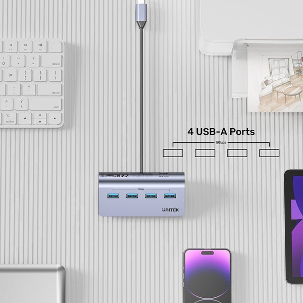 Unitek H1337bgy01 Hub 4in1 Usb-C With 4x Usb-A