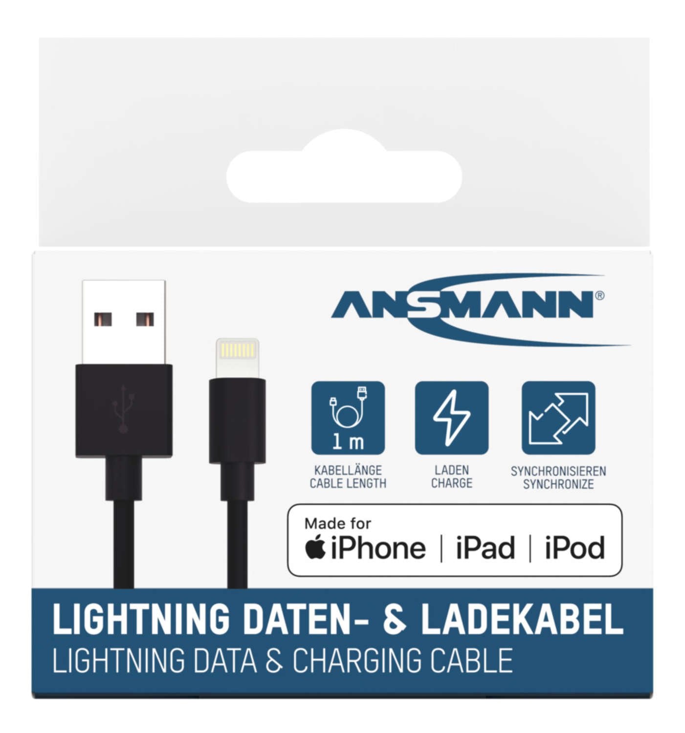 Cable De Carga Y Datos Ansmann Usb A Lightning De 100 Cm