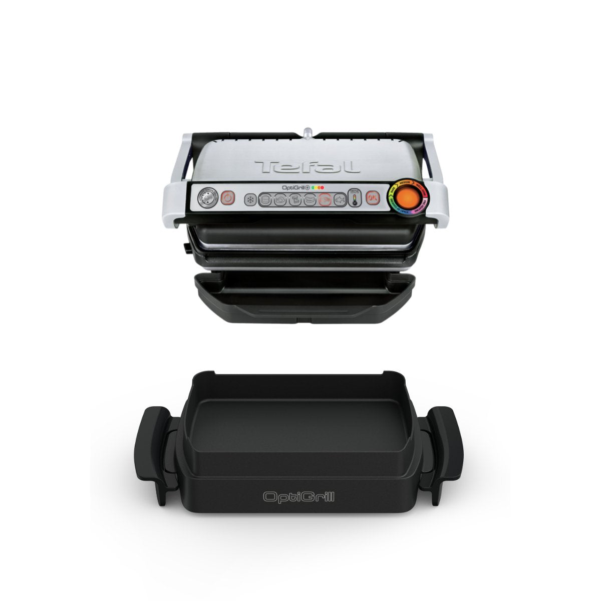 Tefal Optigrill + Snacking & Baking Gc714d, Parrilla De Contacto Plateado/Negro, 2000 Vatios Gc714d