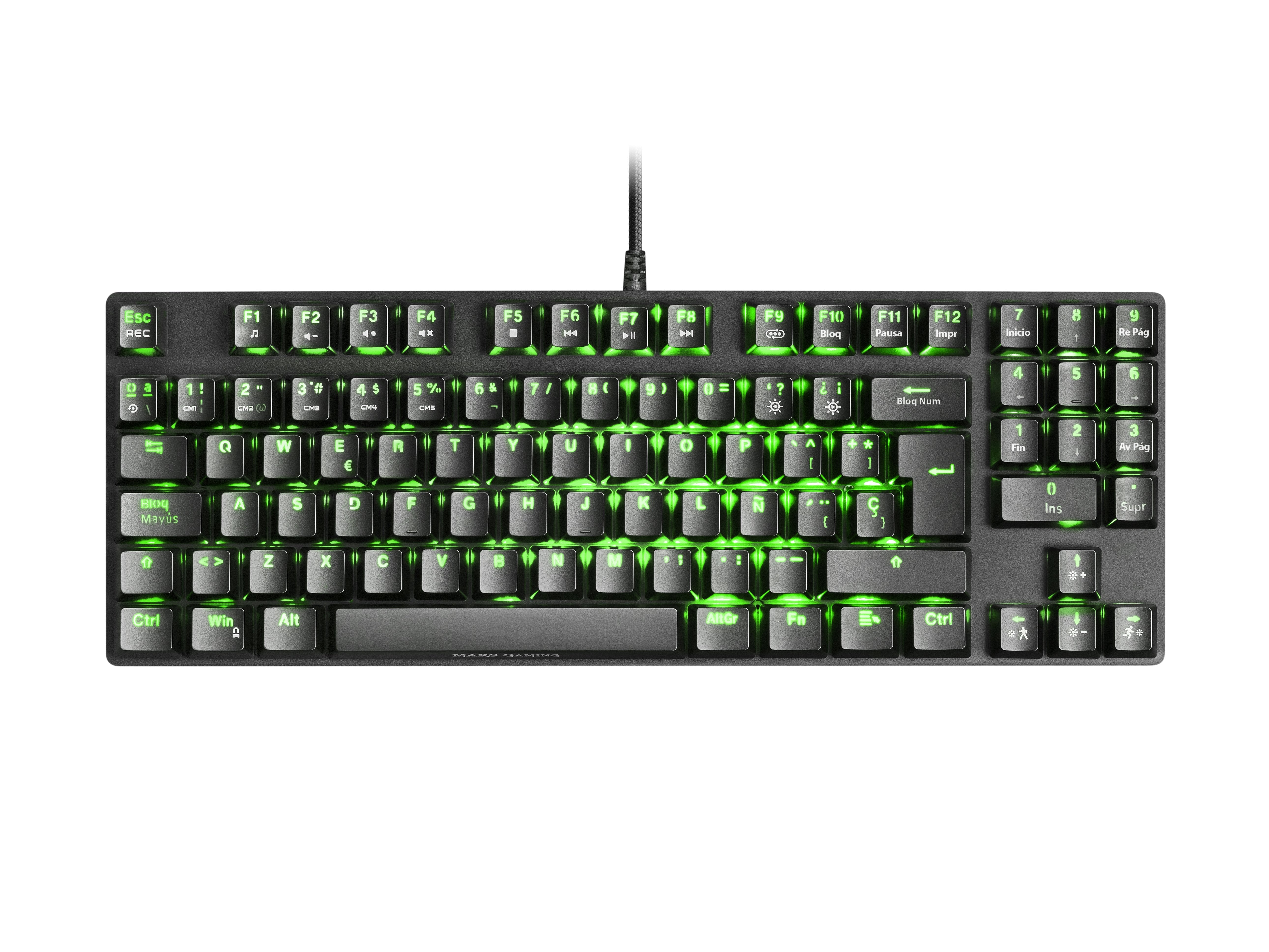 Teclado Español Mars Gaming Mkrevoprobes Negro, Gaming Rgb Mecánico, Tkl+ Num, Switch Azul