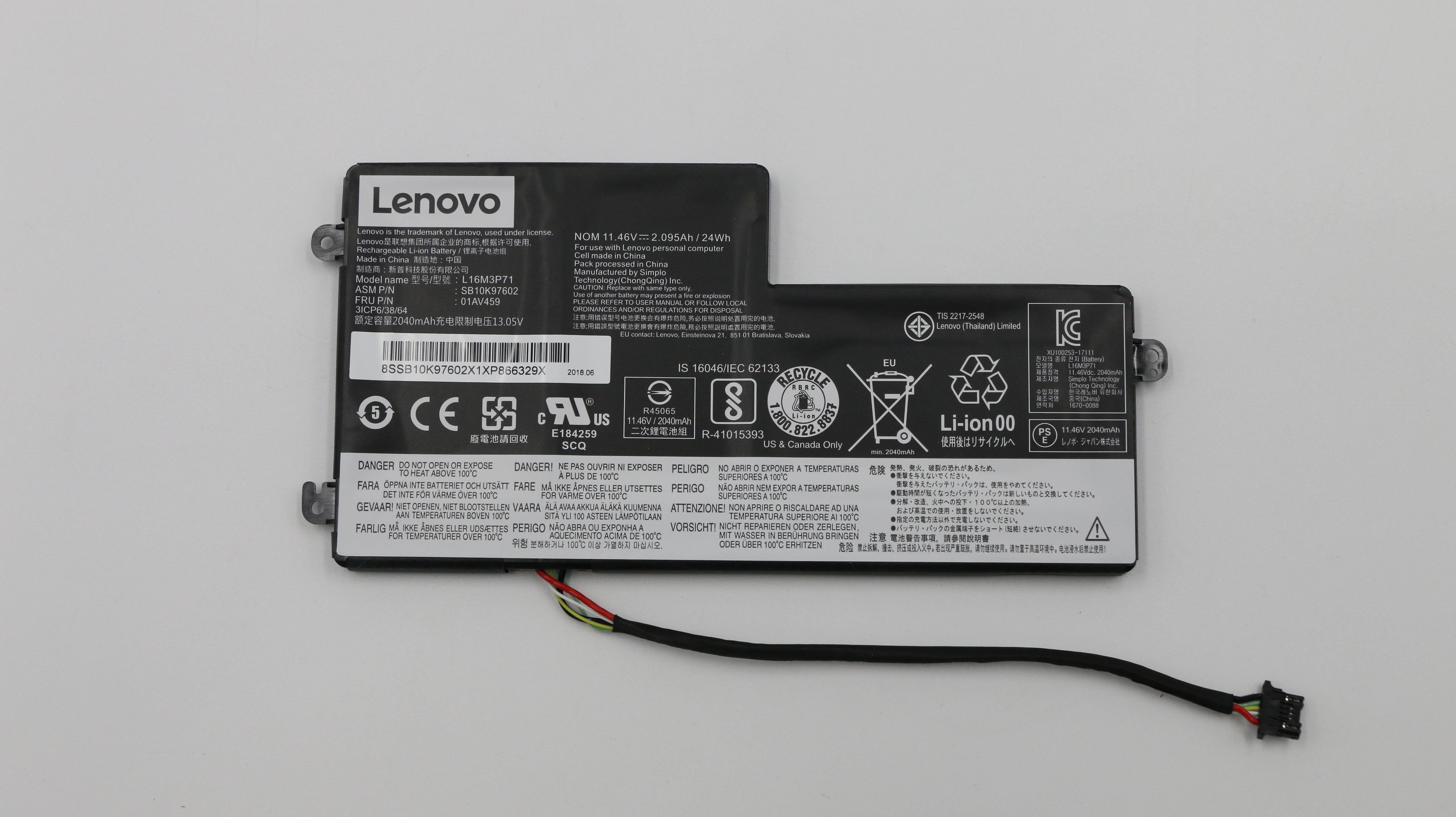 Lenovo 01av459 Refacción Para Notebook Batería