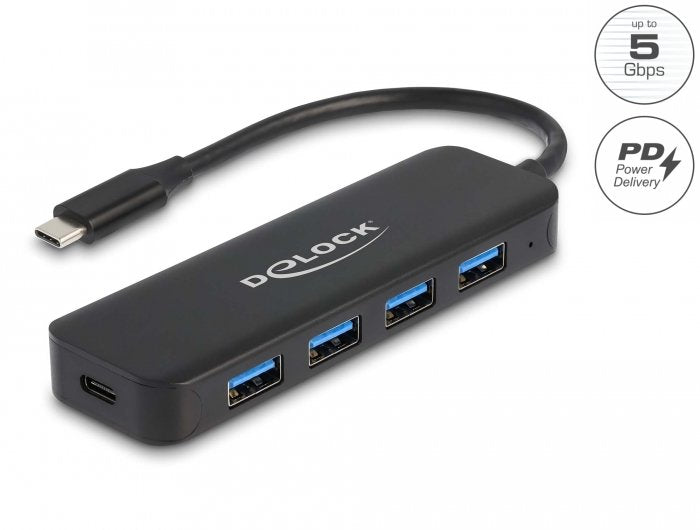 Delock Hub Usb Type-C De 4 Puertos Usb 3.2 Gen 1 Con Power Delivery De 85 Vatios