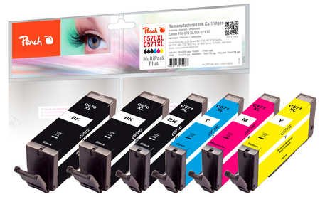 EAN 7640173430087 - Peach 0F319856 cartucho de tinta 6 pieza(s) Compatible Negro, Magenta, Amarillo, Cian imagen 1