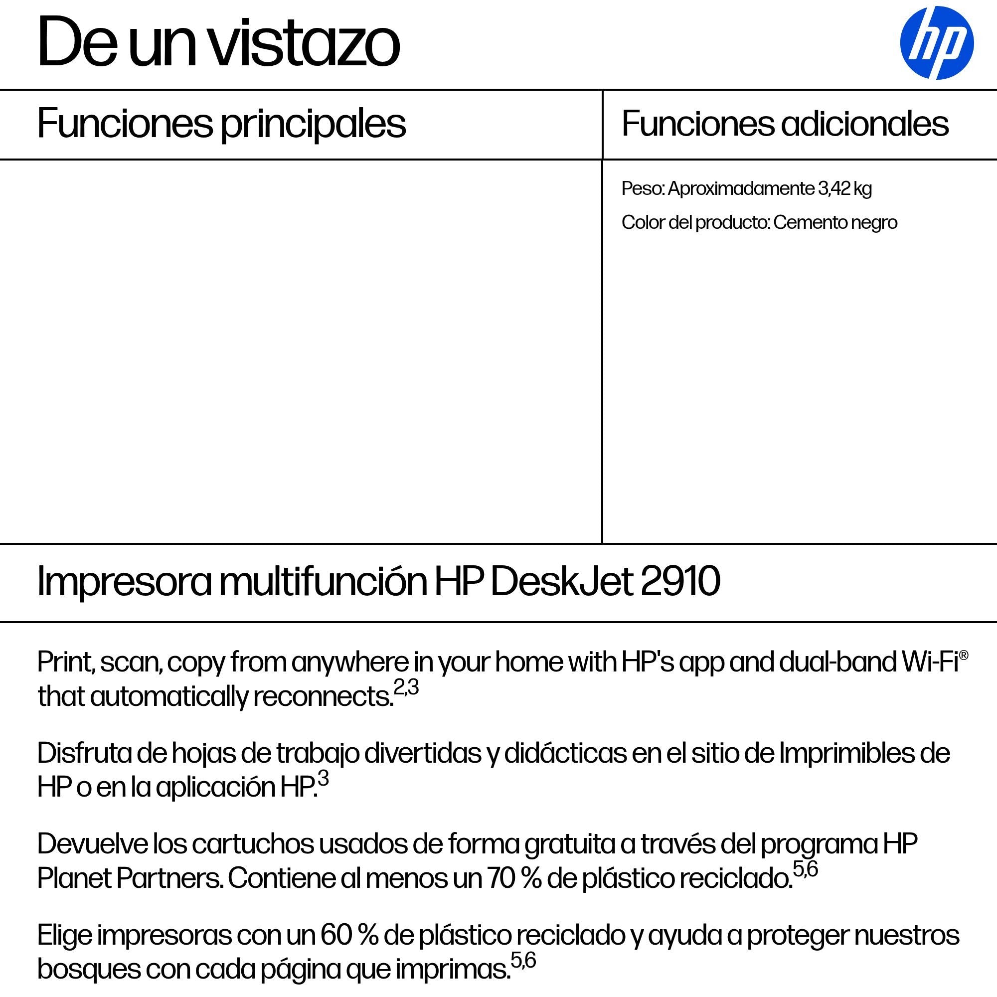 EAN 0198828789549 - HP DeskJet 2910 Inyección de tinta térmica A4 4800 x 1200 DPI 7,5 ppm Wifi imagen 3