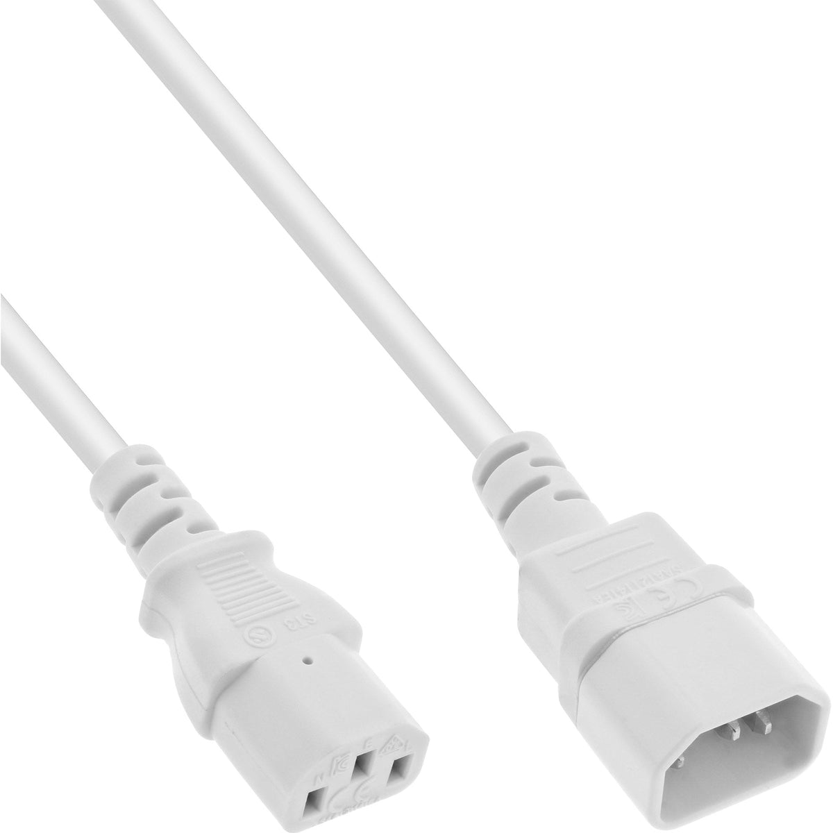Extensión De Cable De Alimentación Inline, C13 A C14, Blanco, 0,75 M