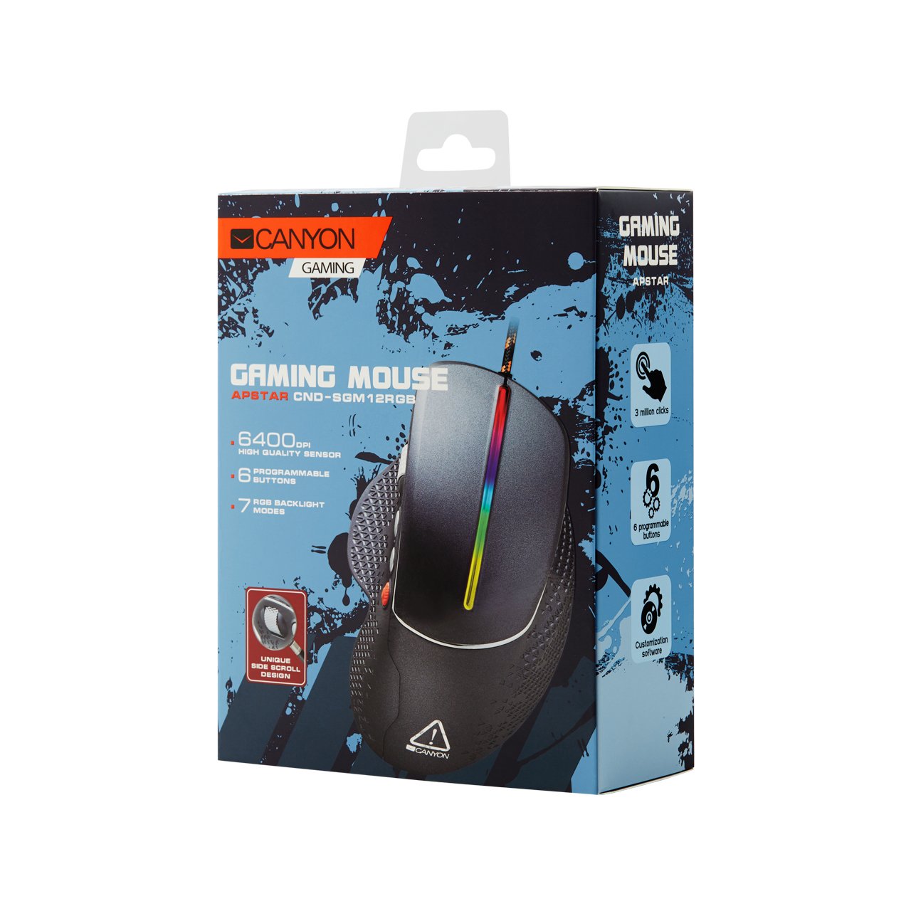 Canyon Gaming Raton Apmar Gm-12 6400 Dpi Rgb 6 Keys Bk Retail