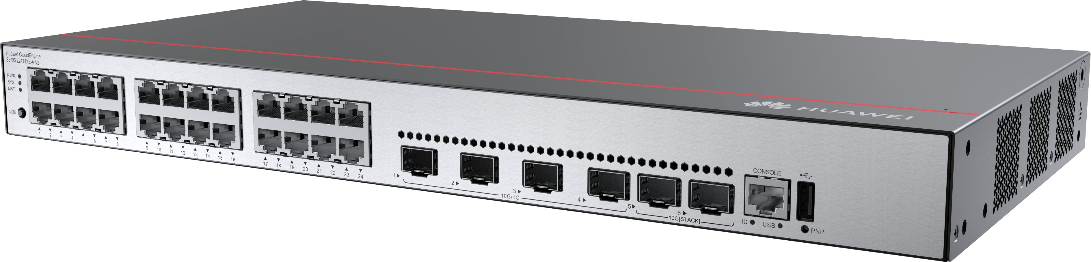 Huawei Switch S5735-L24t4xe-A-V2 (24*10/100/1000base-T Ports, 4*10ge Sfp+ Ports, 2*12ge Stack Ports, Ac Power) + Software (98012011 + 88037bnm)