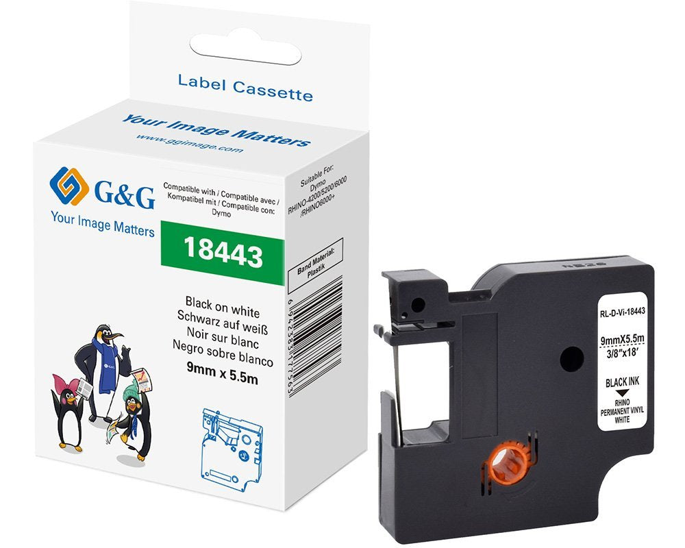 G&G Vinyl Cinta Para Etiquetadora Compatible Con Dymo Rhino 18443